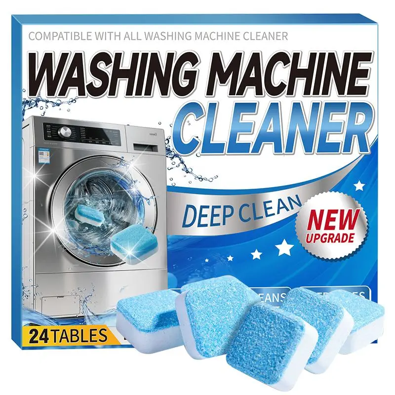 Washer Machine Cleaner 24-Pack Tablets – Deep Cleans Year-Round, Suitable for HE, Top-Load & Front-Load Washers, Removes Grime & Build-Up, seaways  washing  machine  cleaner Household