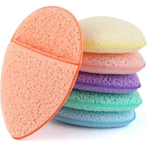 6Pcs Facial Sponges Set, Cleansing Puff, Colorful Facial Sponges for Face Wash, Reusable Makeup Remover Exfoliating Pads for Daily Cleansing