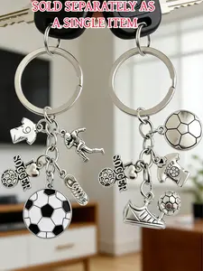 1 new alloy football player keychain pendant, a brother and friend commemorative gift package accessory, featuring metal trend and individuality, suitable for those who love sports and football, as a gift for children or boyfriends.