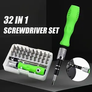 32-in-1 Precision Screwdriver Set with Magnetic Bits  Ergonomic Green Handle, Multi-Functional Repair Kit for Electronics, Glasses, Jewelry & More, Includes 32 Bits & Organizer Case, Electronics Repair Kit|Ergonomic Design|Durable Handle, S