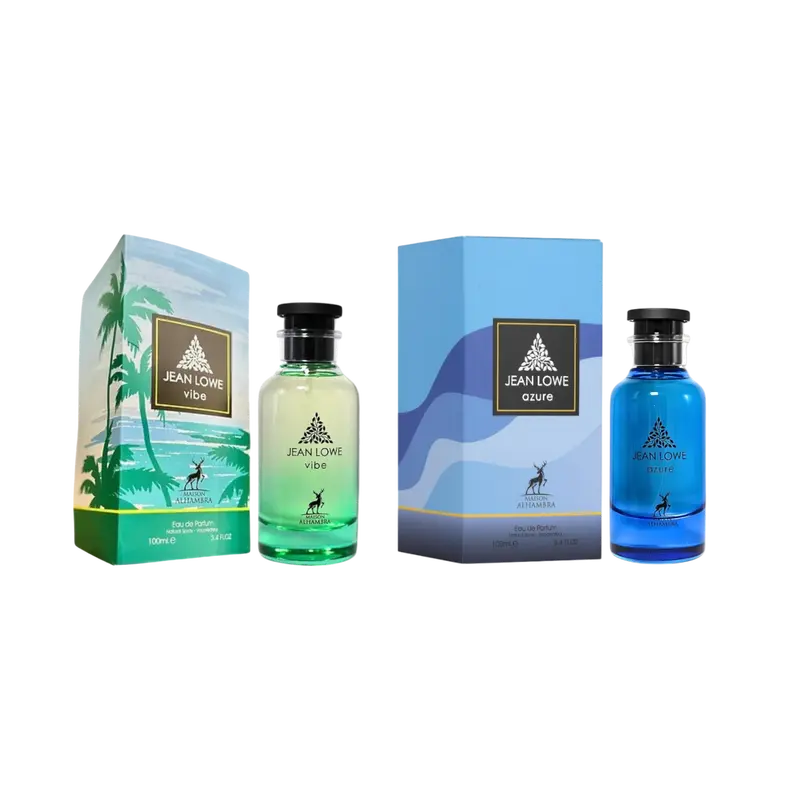 (2pc Bundle Pack) Jean Lowe Vibe + Azure by Maison Alhambra Lattafa EDP Spray, 3.4oz