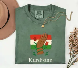 Kurdistan Flag T-shirt, Hand Design Tee, Patriotic Kurdish Shirt, Unisex Graphic Top, Cultural Pride Apparel, Kurdistan, Kurdistan Shirt