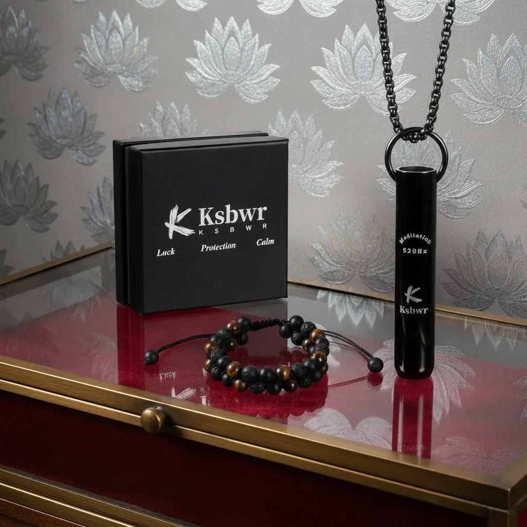 528Hz Love Frequency Tunned Set - Breathing Necklace, Obsidian Bracelet & Ring