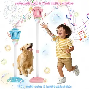 Viral Party Bubble Machine, 47 Inch Rechargeable LED Bubble Blower with Music, Adjustable Height, Free 10 Bubble Refills, Multifunction Bubble Maker, Party Essentials
