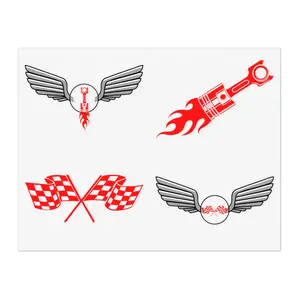 Fast Car Sticker Sheet - Checker Flag Sticker / Fiery Car Piston Sticker / Nascar F1 Car sticker