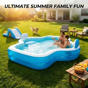120 inch large family swimming pool | Thick explosion-proof material+integrated backrest, allowing the whole family to enjoy themselves to the fullest