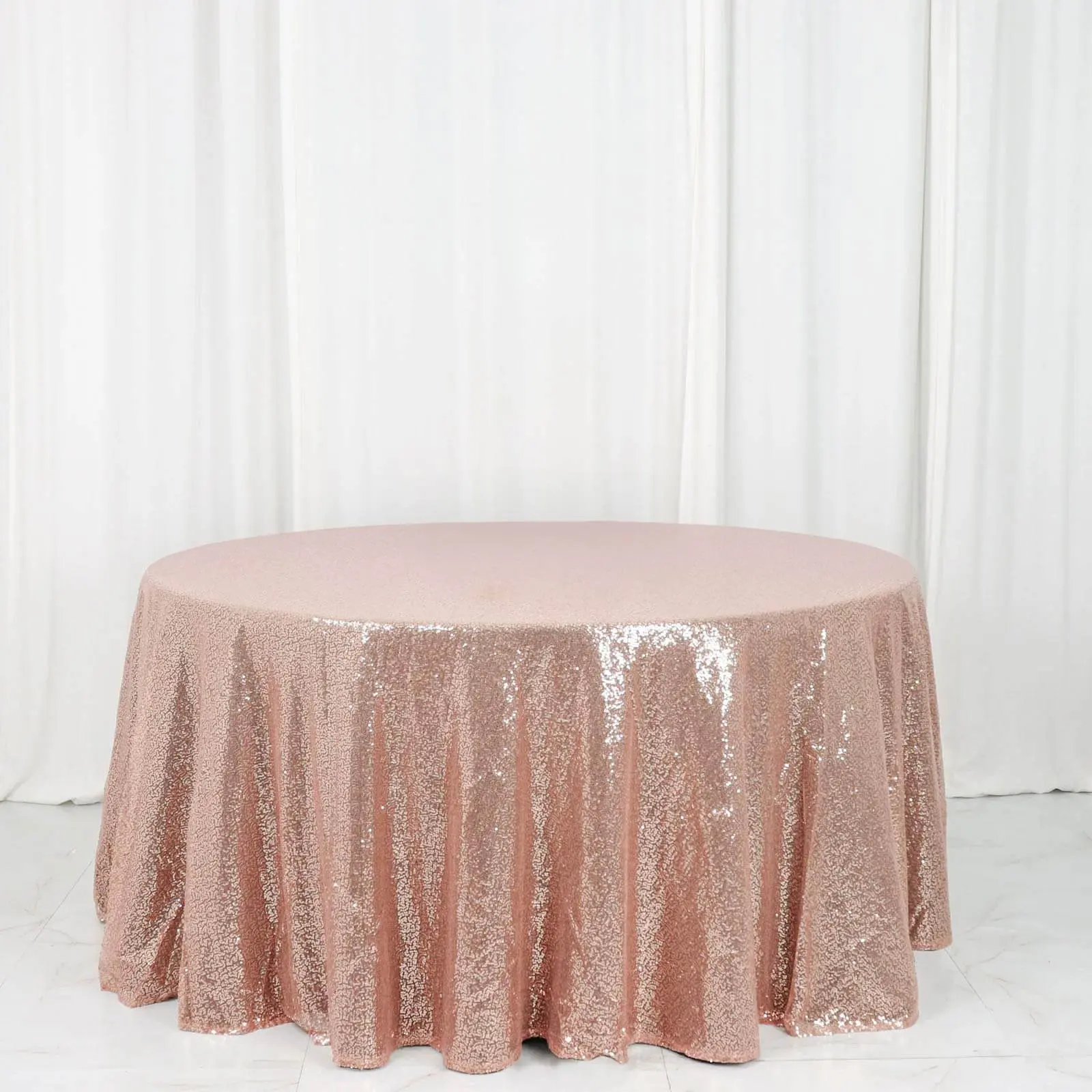 Rose Gold Sequin Round Tablecloth - 1-Piece 120in Seamless Flexible Table Cover for Wedding, Graduation Party Decor, Modern Elegant Any Themed Events Household Textile Decoration Supplies