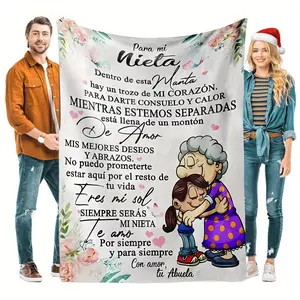 Spanish Granddaughter Gift Blanket - Heartfelt Para mi nieta Message, Soft Flannel Geometric Design, Machine Washable, Perfect for Birthdays, Graduations, Christmas, Blanket-280GSM
