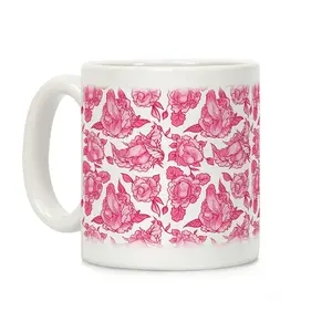 Floral Penis Pink Coffee Mug,  11 oz or 15 oz Ceramic Drinkware with Large Handles, Printed in the USA