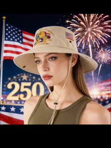 250th Anniversary Eagle Embroidered Fisherman Hat, Patriotic Retro Style, Unisex Hiking Outdoor Sun Protection Cap, Breathable and Lightweight