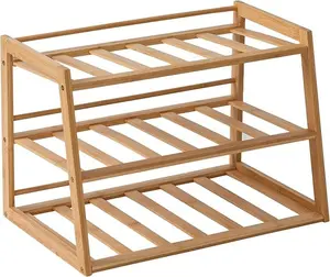 3-Tier Bamboo Water Bottle Organizer for Cabinet or Pantry – Natural Finish