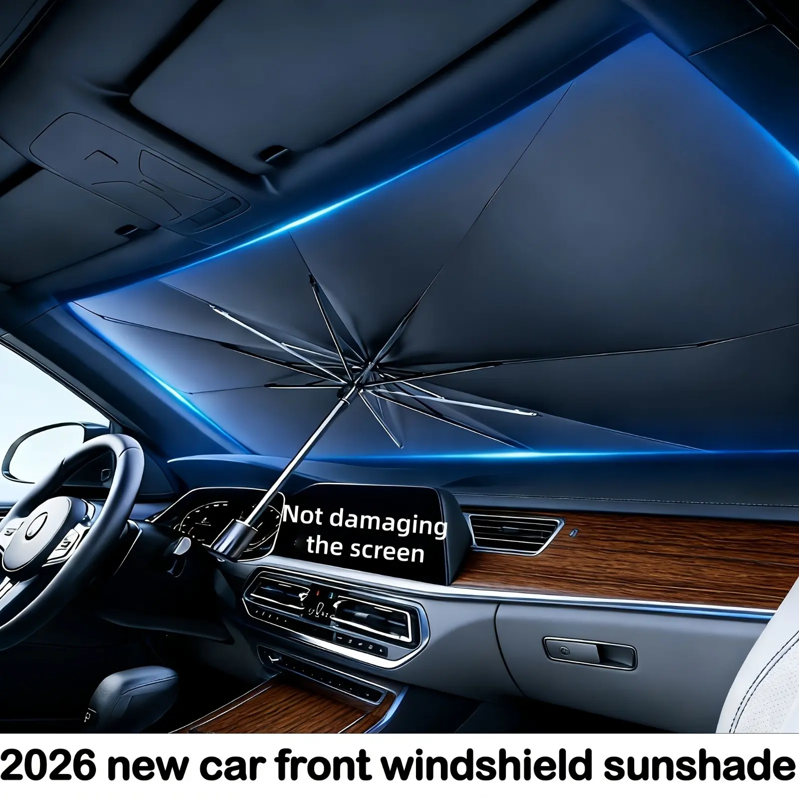 Foldable Anti-UV Windshield Sunshade Cover, Multipurpose Car Front Window Heat Protective Umbrella for Sedan SUVs, Car Window Shades, Car Sunshades for Windshield, Car Exterior Accessories for Men & Women, Windscreen Shade Cover
