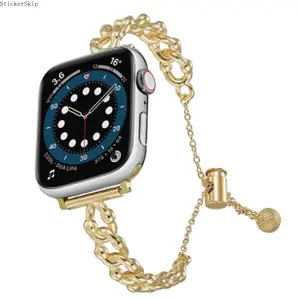 2026NEWGold Chunky Chain Apple Watch Band - Adjustable Metal Bracelet Strap for Women, Fits iWatch Series 10 9 8 7 6 5 4 3 2 1 SE Ultra, Trendy Jewelry Wristband for Daily & Night Out
