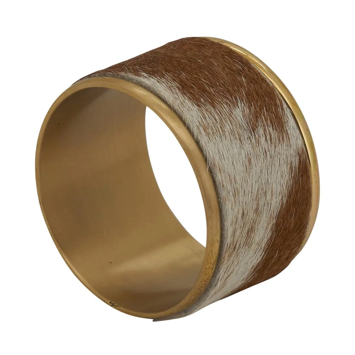 Saro Lifestyle NR658.BR Cow Hide Napkin Rings, Brown - Set of 4