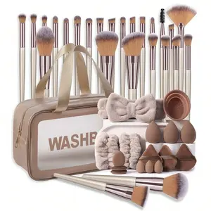 Professional Makeup Tool Set, Includes Cosmetic Brush Set, Cosmetic Bag and Beauty Sponge, Perfect for Travel and Daily Use, Facial Shadow Blending