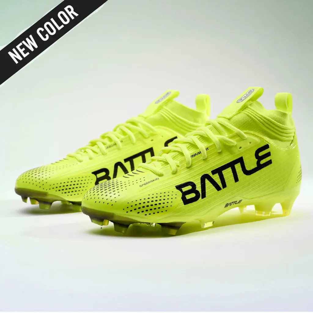 AstroFly Battle Cleats - White with Neon Green Laces - Elite Speed