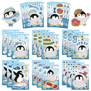 Eight Cartoon Penguin Face-changing Stickers From The "Make A Face" Series. Suitable for Scrapbooks, Diaries, Laptops, Water Bottles, Cars, and Other Items. Designed with A Positive Message and Based on Beliefs.