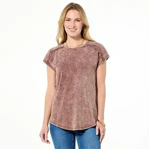 DG2 by Diane Gilman Venise Lace Trimmed Dolman Sleeve Top