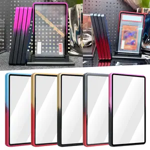 2Pcs Magnetic Aluminum Alloy Case, UV Resistant Tempered Glass Protector, Stackable Anti-Crack Storage Box, Gradient Luxury Design For BGS 35PT Graded Sports Trading Card, Premium Collector Protection Card-Not Included