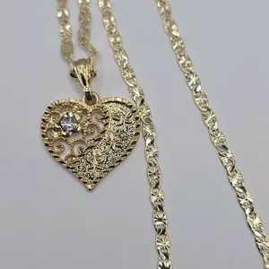 Dragon-fly heart necklace clear stone flower gold-plated 24"inches fashion style exquisite jewelry