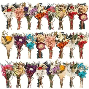 24 Pcs Boho Dried Flower Bouquet Mini Wedding Handmade Dry Flowers Decor for Vase Crafts DIY Photo Boutonniere for Men Floral Plant for Bridesmaid Gift Birthday Decor(Romantic)