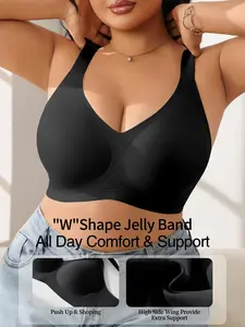 Women's High-Impact Bra, Full-Coverage Design, Medium Support, All Season Wear, Plain Pattern, Regular Length, Buckle Closure