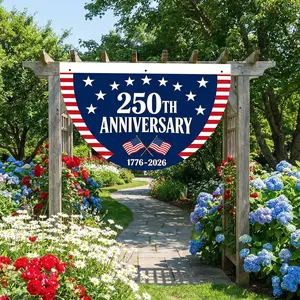 1pc 250th Anniversary 1776-2026 American Independence Semi pincentennial Half Moon Flag, Stars Stripes & 250th Anniversary Print, Fade Resistant Patriotic Bunting For 4th Of July, Independence Day, party decoration