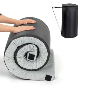 Memory Foam Camping Mattress Pad, Camping Essentials, Portable Mat, Guest Bed for Sleepover Car, Roll Up Floor Bed for Tent, Cot, Truck, SUV, Outdoor Travel with Travel Bag