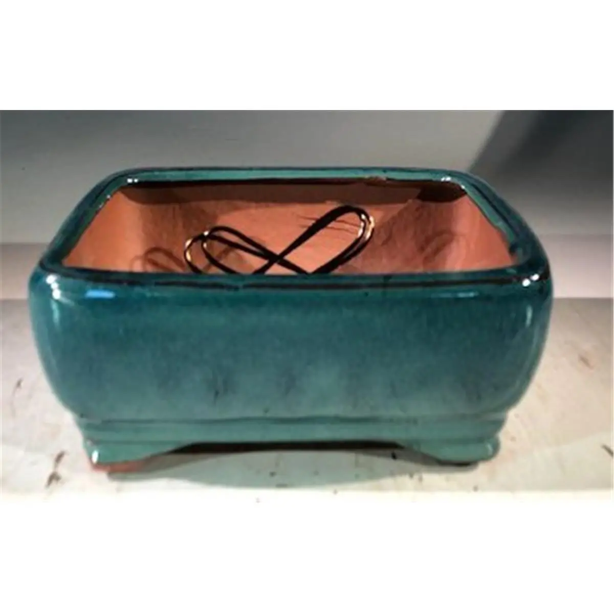 Bonsai Boy L356 Rectangle Ceramic Bonsai Pot, Blue & Green - Decorative Indoor Ornamental Small Tabletop Flower Pots, Decorative Flower Pots