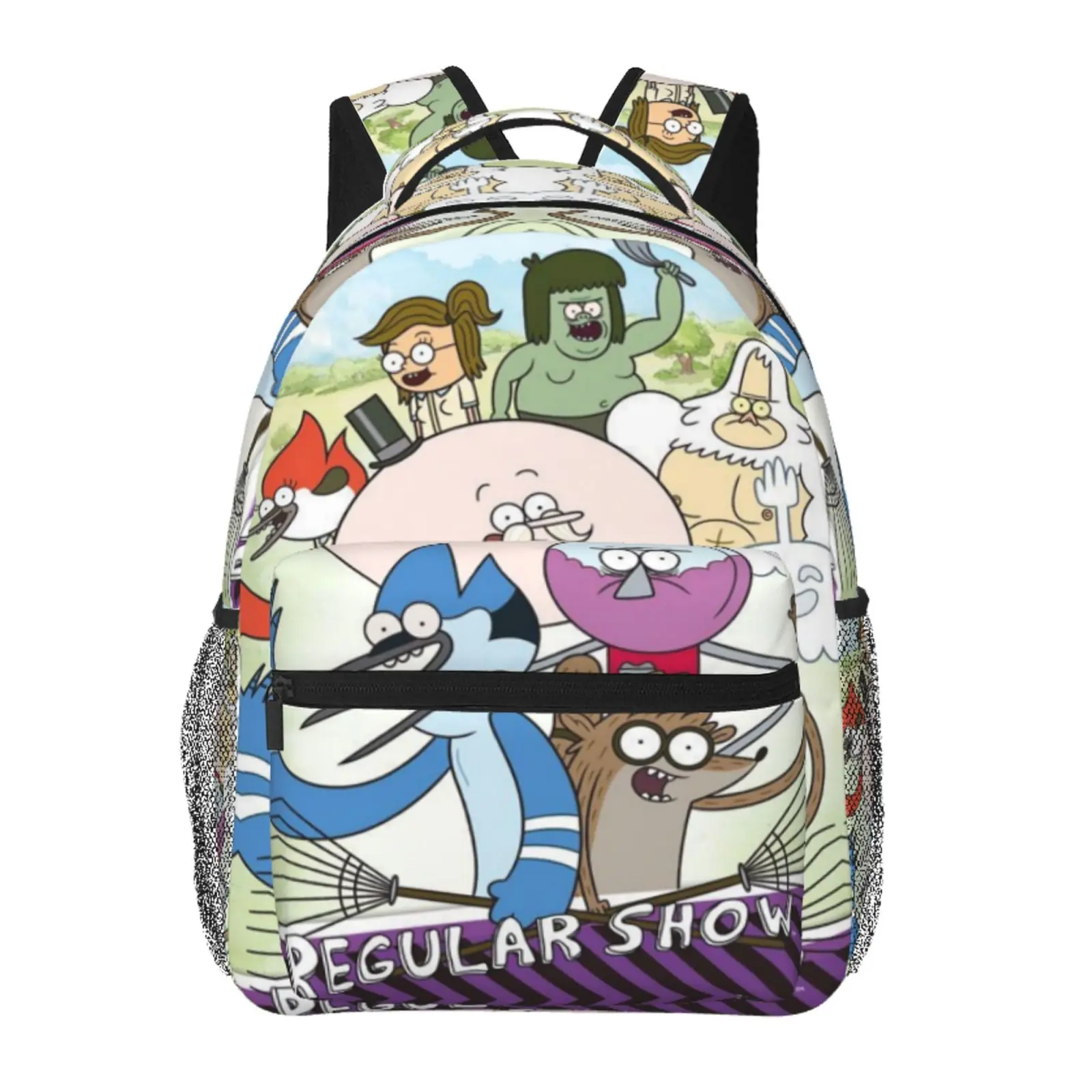 Back-to-school gifts Regular Show All Over Print Large Capacity Travel Backpack for Daily Commute Outdoor Camping Business, Cartoon Casual Merch Laptop Daypack School Bag for Women Men & Gift Giving