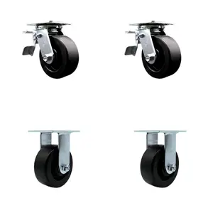 Service Caster HUS-SCC-TTL30S520-POR-2-R-2 Replacement Set for Husky Tool Workbench Tool Chest Casters- Swivel Top Plate Heavy Duty Casters with 5 in. Polyolefin Wheels