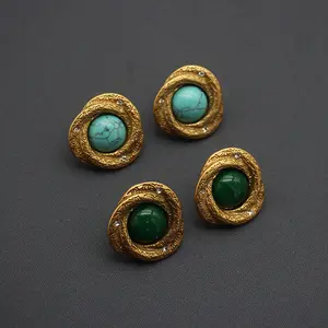 Palace-style Vintage Natural Stone Earrings Turquoise Earrings Stud Earrings Fashion Accessories