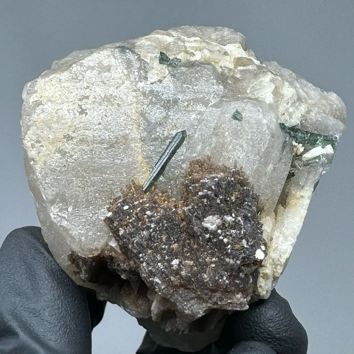 Large Lepidolite with Quartz and Green Tournaline Raw Specimen Cluster