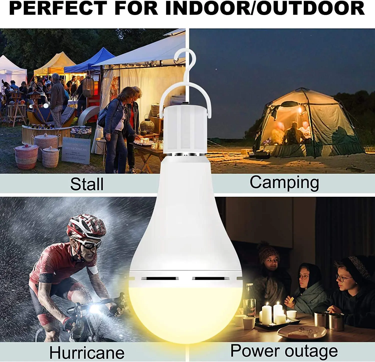 4 Pack Rechargeable Emergency Light Bulbs Battery Powered Energy ...