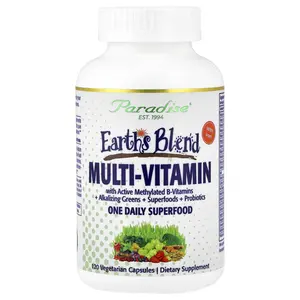 Paradise Herbs Earth's Blend, One Daily Superfood Multi-Vitamin with Iron, 120 Vegetarian Capsules