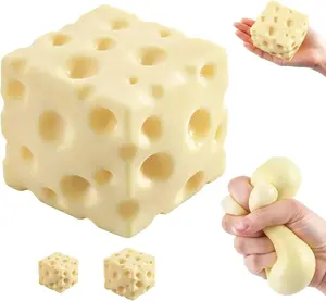 Yellow Cheese Squishy Slow Rising, Squishy Squeeze Cheese Block, Soft Novelty Toy, Stress Balls for Adults Rebounding Sensory Squishys Cheese (2.75in)