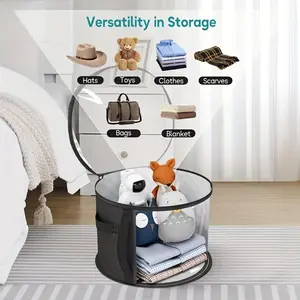2-Piece New Minimalist Clear Fashion Hat Storage Organizers, Hat Organizer Essential, Beach Hat Storage Bags, Stackable Round Brim Hat Storage Pouches, Clear Visible Clothes Storage Baskets with Portable Zipper & Handle