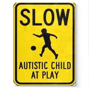 Vintage Metal Sign - Slow Autistic Child at Play - Metal Tin Sign - Aluminum Sign for Home or Coffee Bar - Wall Decor - 8 x 12 Inch