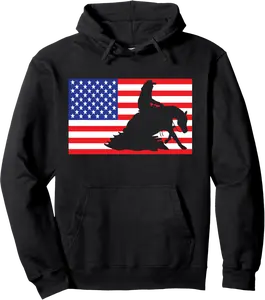 Reining Horse USA American Flag Horseback Riding 4th Of July Pullover Hoodie - Alexanderdu Shop 23B08KVL38FK