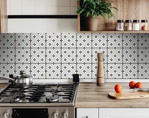 360 Stand Self-Adhesive Vinyl Wall Stickers, 5x5 in Black White Blush Pink Square Peel-and-Stick Easy-Remove Decorative Tiles for Kitchen Home Decor, Colorful