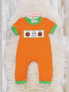 Neon Trick-or-Treating Embroidered Romper