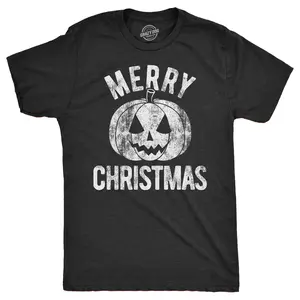 Mens Merry Christmas T Shirt Funny Halloween Pumpkin Jack O Latern Joke Tee for Guys Mens Funny T Shirts Cool Vintage Fashion T-Shirt Gift Classic Menswear Halloween Apparel for Men Funny Sarcastic Short Sleeve Black -