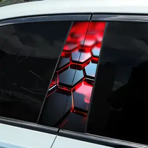 2-Pack B-pillar black and red chess style sticker, waterproof, scratch-resistant, suitable for all models - cars, suitable for Audi, Honda, Mitsubishi, Ford, Volkswagen, BMW, Opel, Porsche, Citroen. Sedan, SUV, MPV, Car Decals