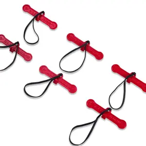 Not Knots - Jump Rope Elastic Holders 6-Pack Red & Black PETG Plastic Clip EPDM Rubber Band - Tangle-Free Solution for Beaded Ropes Cables & More
