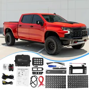 All-in-1 DIY Backlit Electronic Relay Universal Kit, 12/24V 12gang Setup Car Touch Switch Panel with Custom Labels, ABS Alloy Backlighted Circuit Control Panel for Cars, Trucks, All-In-One