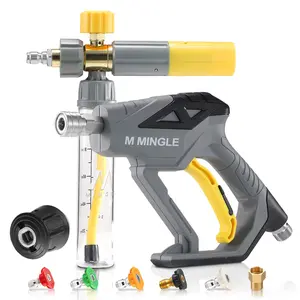 Mmingle Concentrate Mini Foam Cannon Set with Pressure Washer Gun, 5 Nozzle Tips, 1/4" Quick Connect, Includes Karcher to M22 14mm Adapter.
