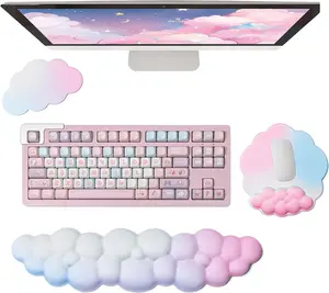 Cloud Keyboard Wrist Rest Mouse Pad Set For Computer Laptop Office