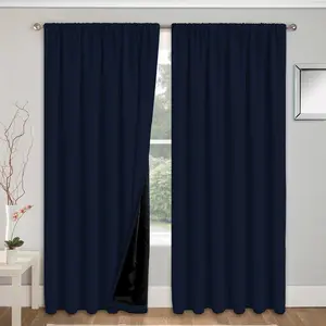 2 Piece Blackout Curtains, Modern Simple Style, 100% Light Block, Privacy Protect, Polyester, Washable, All Season Use