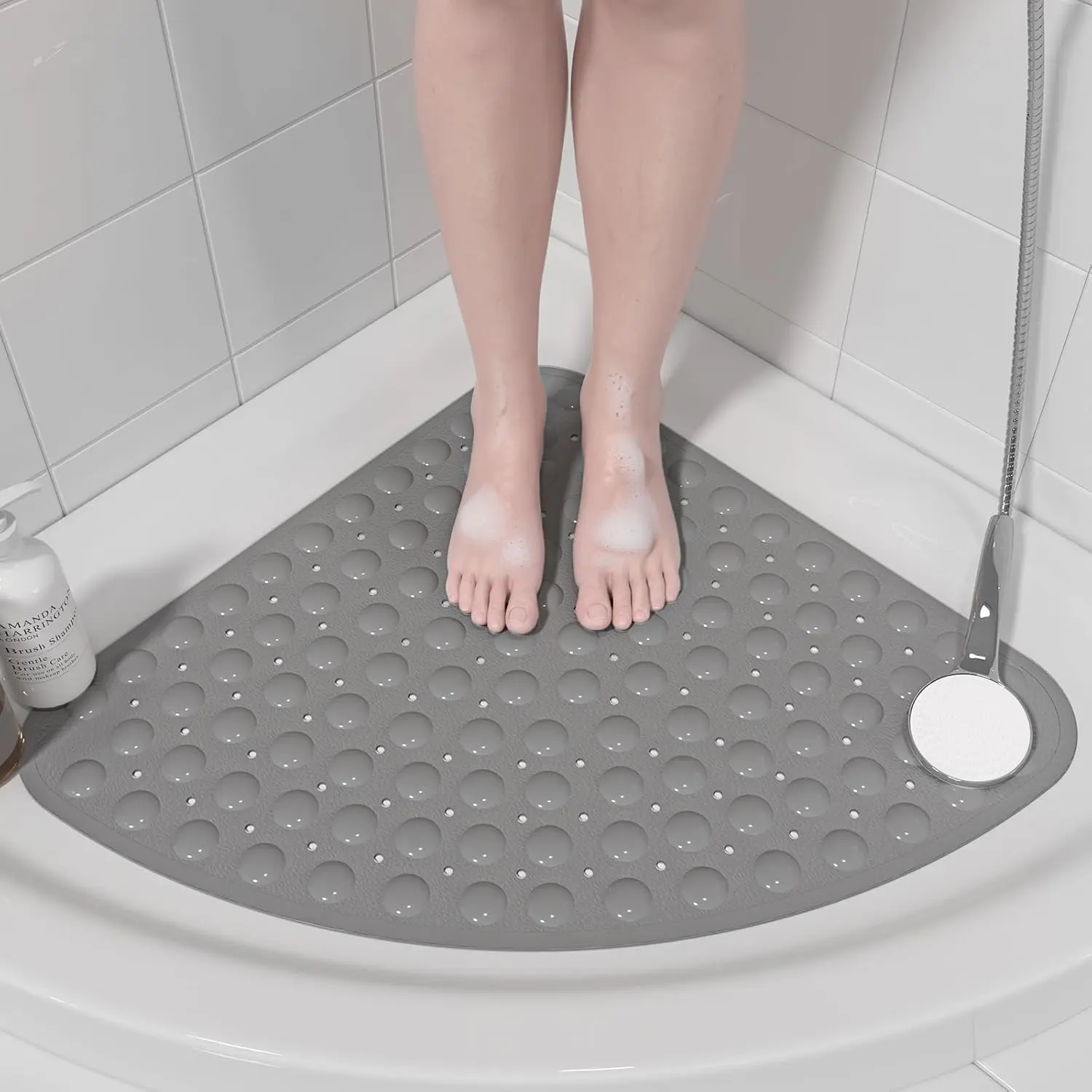 Corner Shower Mat, Non Slip Shower Mat with Suction Cups, Non Slip Shower Mats for Inside Shower, Nonslip Shower Mat, Bathroom Accessories, Bathroom Supplies, Home Supplies, Bathroom Mats, Shower Floor Mats, Bath Mat For Tub Non Slip