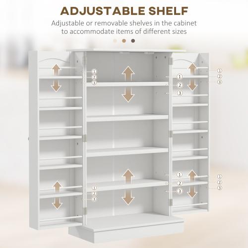 Contemporary 5-Tier High-Quality MDF Rectangular Kitchen Floor Cabinet - Spice Organization Solution with 12 Spice Racks, Adjustable Bars, Sleek Lines, Compact Powerful Storage, Anti-Tip Straps, Requires Setup